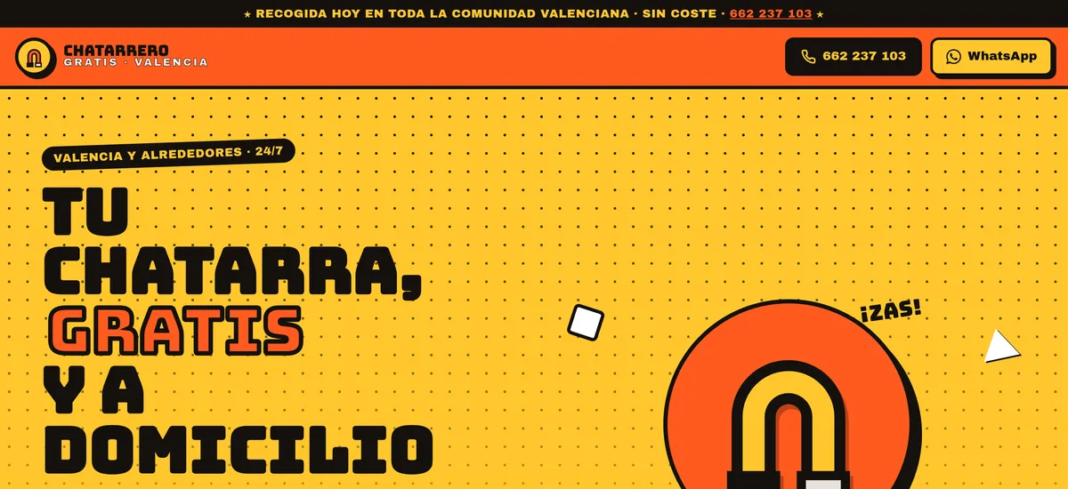 Captura de la web chatarrero gratis Valencia