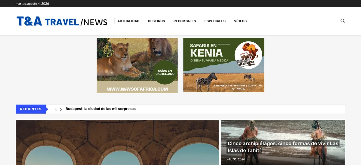 Captura de la web T&A Travel News